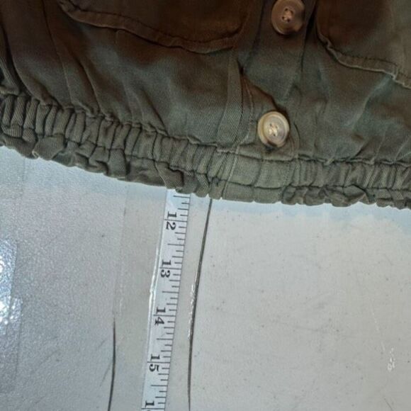 Aeropostale Buttoned Off-The-Shoulder Crop Top Military Style Olive Green XS - Picture 11 of 11